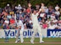 New Zealand's Tim Southee appeals for a wicket during the fifth day of the first test against England on March 9, 2013