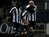 Notts County's Neal Bishop celebrates scoring against Leyton Orient on March 6, 2013