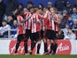 Sunderland players celebrate with goalscorer Steven Fletcher after he scored the opening goal in his side's match with QPR on March 9, 2013