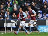 Aston Villa forward Gabriel Agbonlahor celebrates scoring his side's second goal against Reading on March 9, 2013