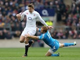England's Toby Flood is tackled by Italy's Gonzalo Garcia on March 10, 2013
