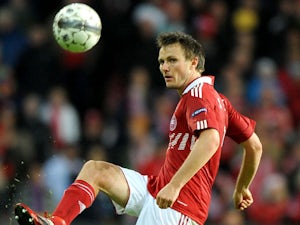 Denmark player William Kvist in action during his side's match against Portugal on October 11, 2011