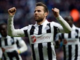 Yohan Cabaye celebrates moments after scoring the equaliser against Stoke on March 10, 2013