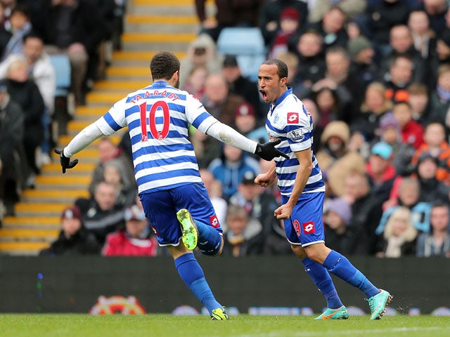 Queens Park Rangers player Andros Townsend celebrates scoring his side's second goal in their match against Aston Villa on March 16, 2013