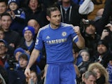 Chelsea's Frank Lampard celebrates scoring against West Ham in the Premier League match on March 17, 2013
