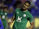 Rubin Kazan's Jose Rondon reacts after missing a chance to score against Levante on March 7, 2013