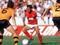 Arsenal's Kenny Sansom during a match against Wolverhampton Wanderers on August 29, 1983