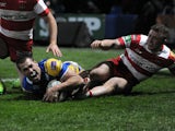 Leeds Rhinos' Joel Moon scores a try during the Super League match against Wigan Warriors on March 15, 2013