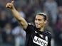 Juventus defender Martin Caceres gives a thumbs up after his side's Seria A match against Napoli on October 20, 2012