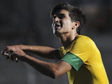 Brazil's Mattheus celebrates after scoring against Ecuador during the U-20 South American soccer championship on January 10, 2013