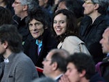 Ronnie Wood and his wife in the crowd during Barcelona's Champions League quarter final match against AC Milan on March 12, 2013