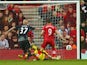 Southampton's Jay Rodriguez scores against Liverpool in the Premier League clash on March 16, 2013