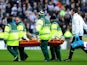 Newcastle United's Massadio Haidara is carried from the field on a stretcher after picking up an injury during his side's match against Wigan on March 17, 2013