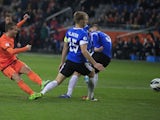 Rafael van der Vaart scores for the Netherlands in their World Cup qualifying match with Estonia on March 22, 2013