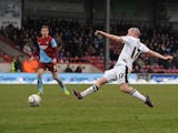 Doncaster's Iain Hume scores his team's second against Scunthorpe on March 23, 2013