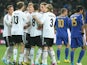 Germany players celebrate a goal from Bastian Schweinsteiger in their World Cup qualifying match with Kazakhstan on March 22, 2013