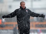 Cheltenham manager Mark Yates on the touchline during the match against Barnet on March 23, 2013