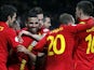 Wales player Hal Robson-Kanu celebrates scoring against Scotland during their World Cup qualifying match on March 22, 2013