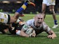Bradford's Adam Sidlow goes over to score a try against Leeds Rhinos on March 28, 2013