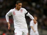 England's Chris Smalling during a International Friendly with Brazil on February 6, 2013