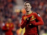 Belgium's Eden Hazard celebrates a goal against Macedonia on March 26, 2013