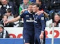 Gareth Bale is congratulated by team mate Jan Vertonghen after scoring his team's second against Swansea on March 30, 2013