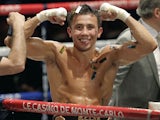 Gennady Golovkin celebrates after defeating Nobuhiro Ishida in their WBA middleweight title fight on March 30, 2013