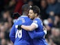 Kevin Mirallas is congratulated by team mate Victor Anichebe after scoring the opening goal against Stoke on March 30, 2013