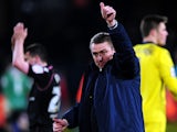 Birmingham City boss Lee Clark gives the thumbs up to fans after securing a win at Crystal Palace on March 29, 2013