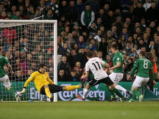 Austria's Martin Harnik scores against Republic of Ireland on March 26, 2013