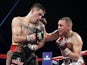 Mike Alvarado lands a punch during his WBO super lightweight title fight with Brandon Rios on March 30, 2013