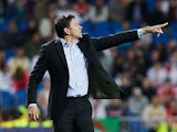 Real Sociedad boss Philippe Montanier on the touchline on March 24, 2012
