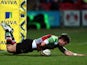 Harlequins' Sam Smith scores his team's second try against Gloucester on March 29, 2013