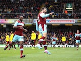 Burnley's Charlie Austin celebrates scoring his first goal in the Championship match against Watford on March 29, 2013