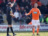 Blackpool's Barry Ferguson is sent off in the game with Crystal Palace on April 1, 2013