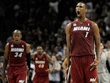 Miami Heat's Chris Bosh celebrates after scoring the winning basket against San Antonio Spurs on March 31, 2013