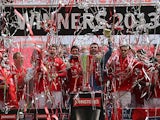 Crewe Alexandra celebrate winning the the Johnstone's Paint Trophy after beating Southend in the final on April 7, 2013