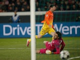 Barcelona's Lionel Messi scores the opening goal against Paris Saint-Germain on April 2, 2013