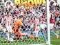 Aston Villa's Gabriel Agbonlahor beats Stoke City goalkeeper Asmir Begovic to score their first goal during the Premier League match on April 6, 2013
