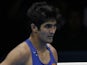 Indian boxer Vijender Singh reacts to losing a bout at the London Olympics on August 6, 2012