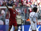 Bayern Munich's Mario Gomez celebrates after scoring against FC Nuremberg in the Bundesliga clash on April 13, 2013