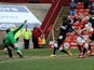 Charlton's Bradley Pritchard scores the opener in the match against Barnsley on April 13, 2013