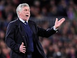 Paris Saint-Germain's boss Carlo Ancelotti reacts on the touchline in the match against Barcelona on April 10, 2013