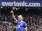 Everton's Darron Gibson celebrates after scoring against QPR in the Premier League clash on April 13, 2013