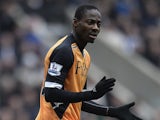 Fulham midfielder Eyong Enoh in action against Newcastle on April 7, 2013