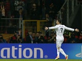 Real Madrid's Cristiano Ronaldo celebrates after scoring against Galatasaray on April 9, 2013
