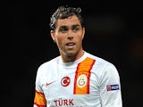 Galatasaray forward Johan Elmander in action on September 19, 2012