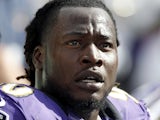 Ravens' Pernell McPhee looks on during a game with the Eagles on September 16, 2012