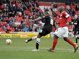 Charlton's Ricardo Fuller scores his team's sixth in the match against Barnsley on April 13, 2013