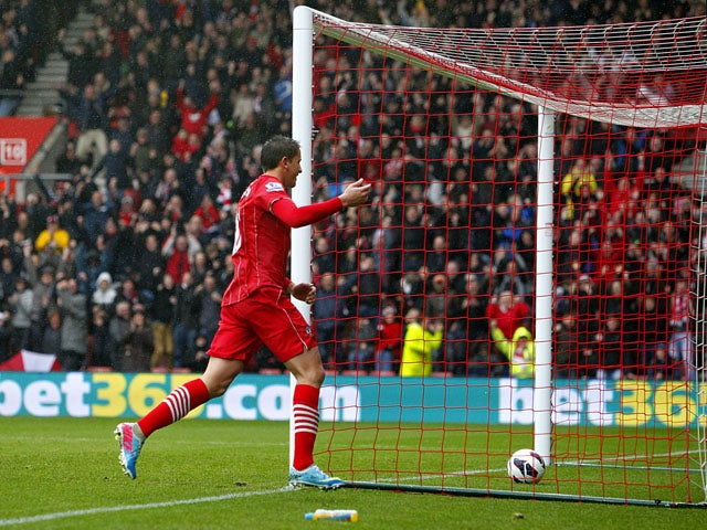 Southampton's Gaston Ramirez celebrates scoring the opening goal during the Premier League clash with West Ham on April 13, 2013